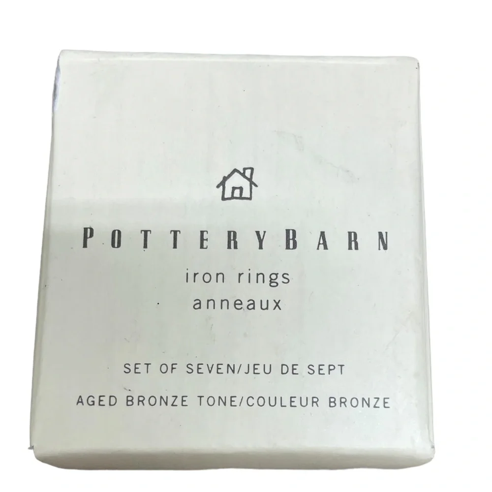 Pottery Barn Aged Bronze Tone Iron Rings (Set of Seven)